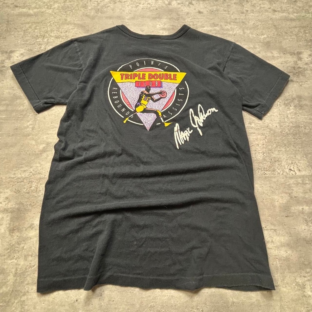 Converse Tee Mens Medium Black Vintage 80s Magic Johnson Triple Double Club